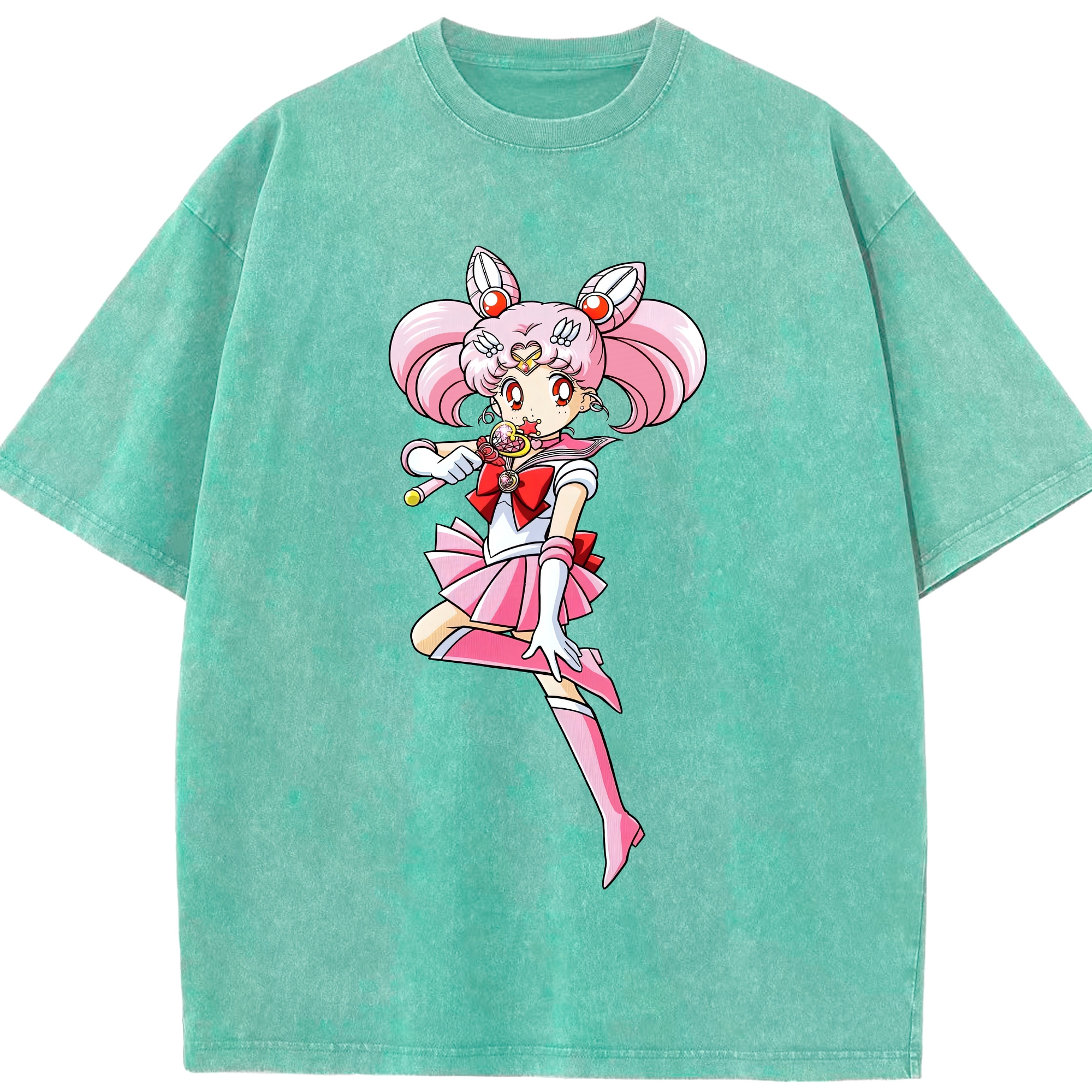 （画像用） 美少女戦士セーラームーン ちびうさ Sailor Moon Chibiusa Tsukino Usagi Small Lady Serenity 綿100% ヴィンテージ風 半袖Tシャツ（フロントプリント）
